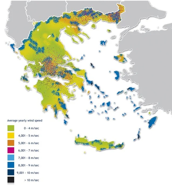 Average annual wind speed
